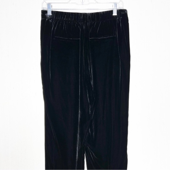 Vince Silk Velvet Viscose Elastic Waist Pull On Relaxed Straight Leg Black Pants - Picture 8 of 12